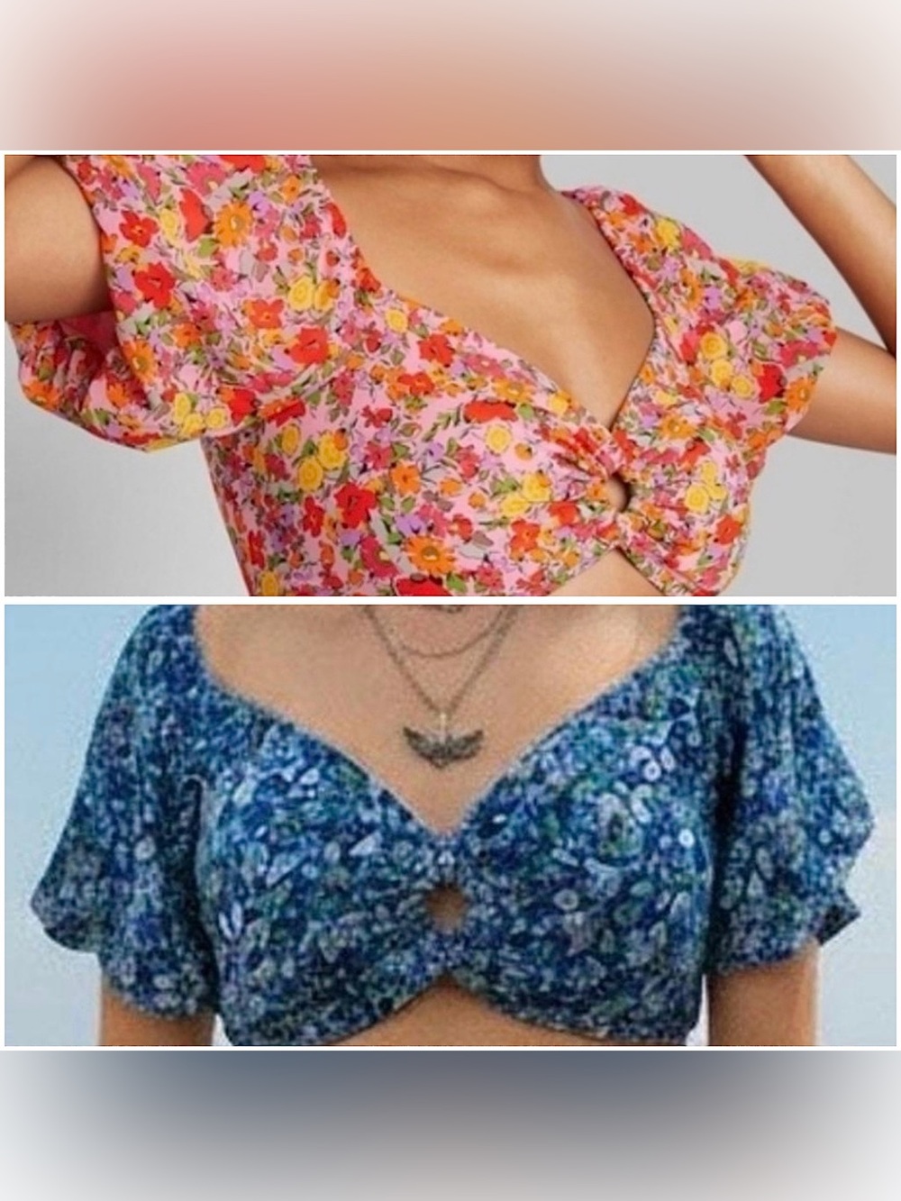 Wild Fable set of two Floral Puff-Sleeve Crop Tops - Picture 2 of 10